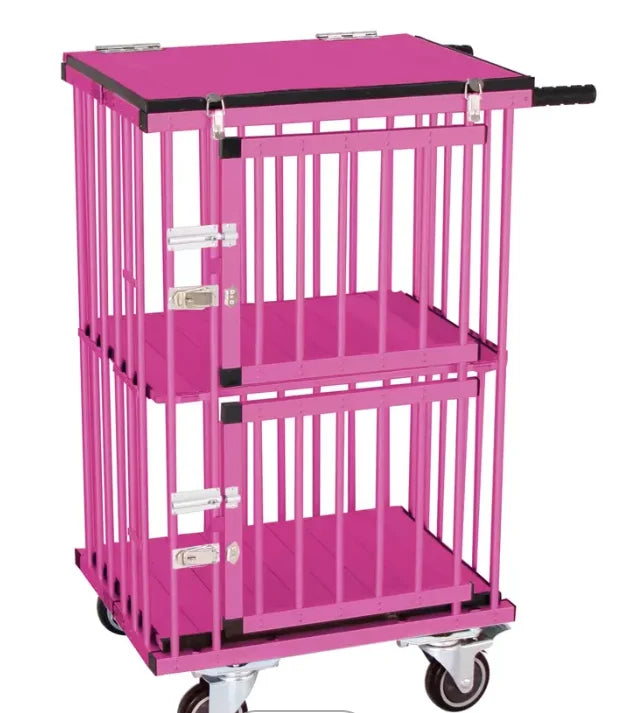 Foldable Aluminum Dog Trolley Handled Pet Cage Small Size Pet Carrier Pet Supplies