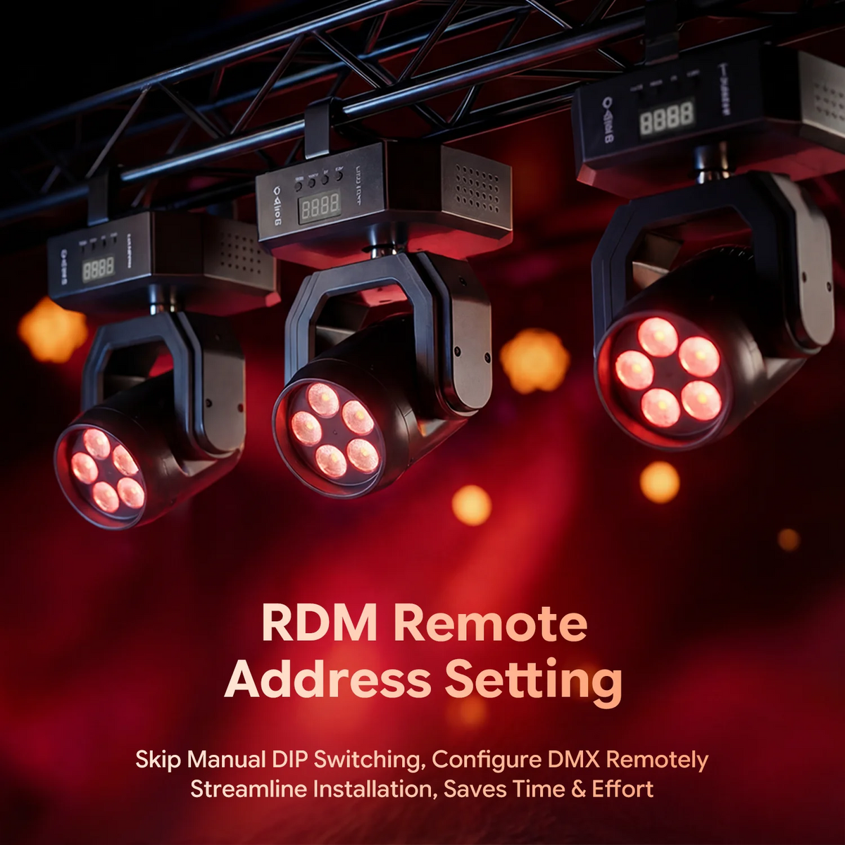 60W Mini Moving Head Light RGBW LED DJ Disco Party Lights Remote Control Stage Effect Lighting for Theater Live Show Bar Club