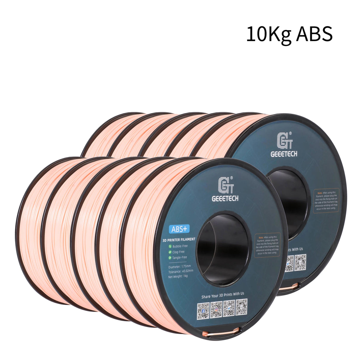 GEEETECH 10Kg 3D ABS+ Filament 1.75mm Spool Wire For 3D Printer Material,Safety, Vacuum packaging