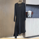 women's dress New elastic slim fit round neck long dress for autumn 2026 asymmetrical knitted casual dress 100% wool party dress