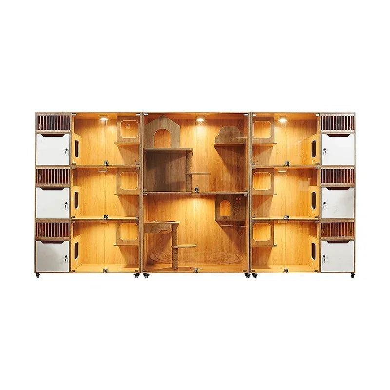 Cat cage villa solid wood household  display cabinet custom  cabinet  house pet store foster breeding three-layer  h