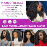 Pre Cut No Glue Water Wave 13x6 Bob Wigs Curly 7x5 Glueless Wig Human