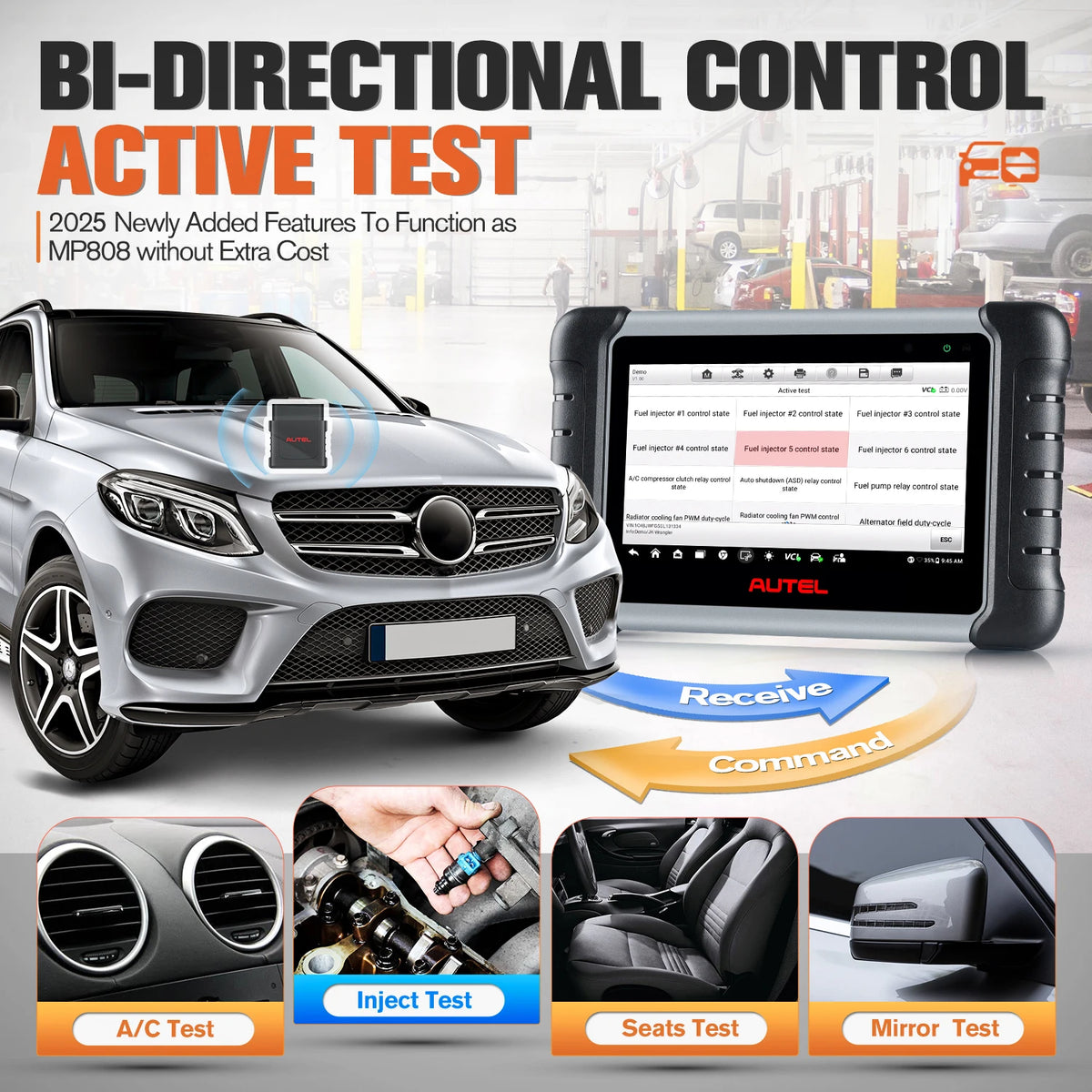Autel MaxiPRO MP808BT Pro OBD2 Car Diagnostic Tool ECU Coding Refresh Hidden 38+ Service & VAG Guided Upgrade of DS808 MP808S