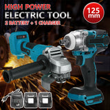 125mm Brushless Electric Angle Grinder 18V Battery Devices Combo Kit Impact Wrench for Makita Battery Power Tool Sets