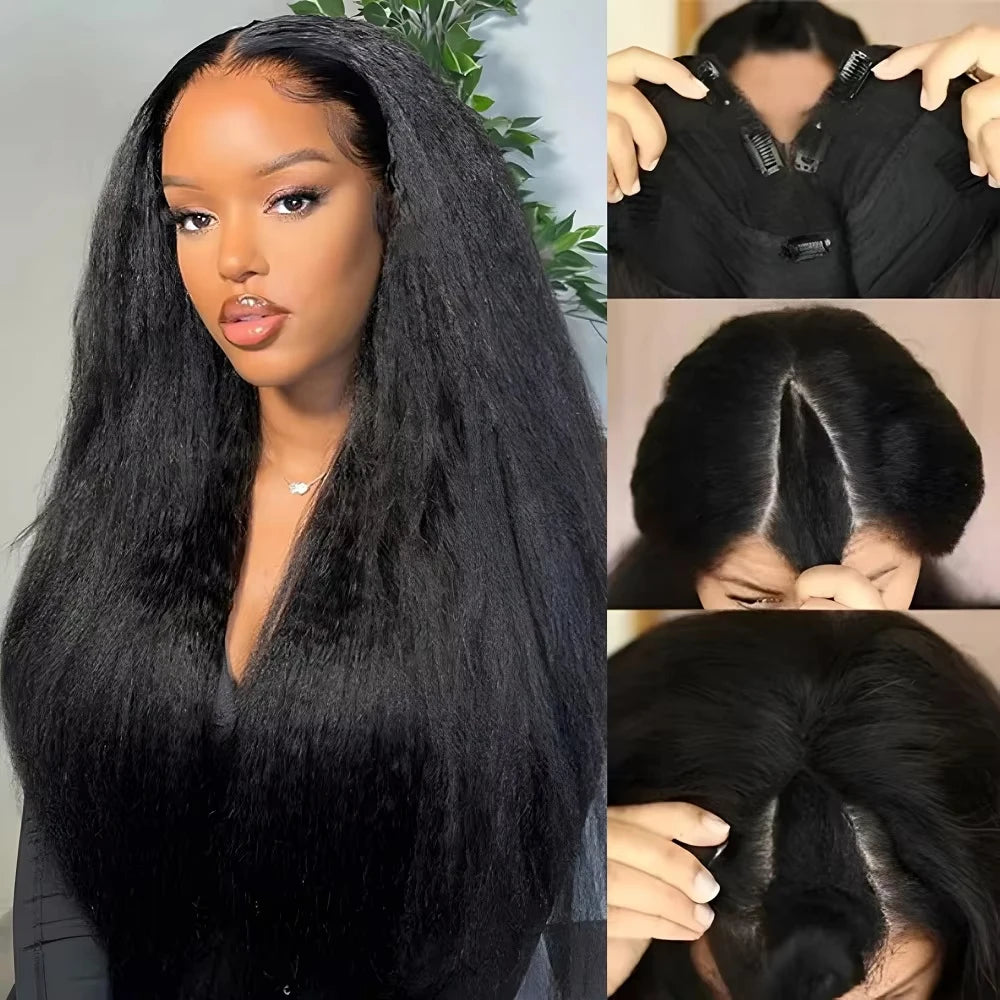 40 Inch Invisi Strap 360 Full Lace Glueless Wig Invisible Drawstring Frontal Wig Kinky Straight Lace Front Human Hair Vpart Wigs