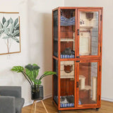 Cat Villa Wooden Cat Cage Household Space Cat House Luxury Indoor Room Cabinet Nest House Nest