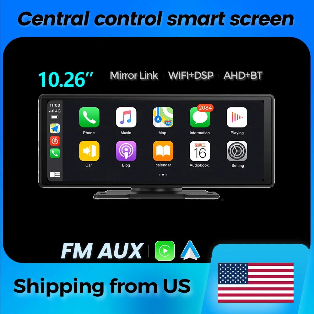 MEKEDE Central Control 10.26 Inch Universal Multimedia Player Carplay Android Auto Car Radio Touch Screen Navigation WIFI FM AUX