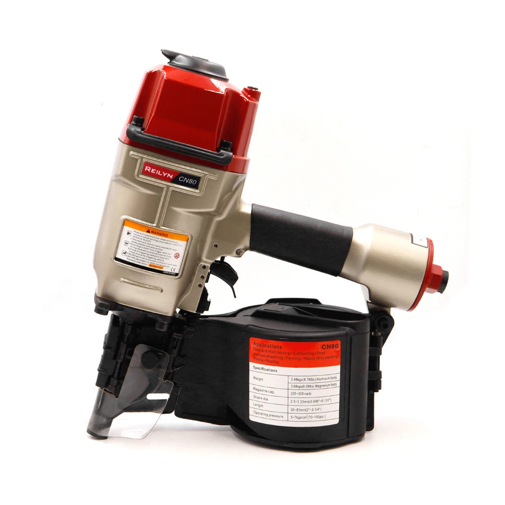 Reilyn Coil Nailer CN57 CN70 CN80 Pallet Nailing Gun 50-80mm Air Nailer for Roof Furniture Sheathing Wooden Crate Pneumatic Tool
