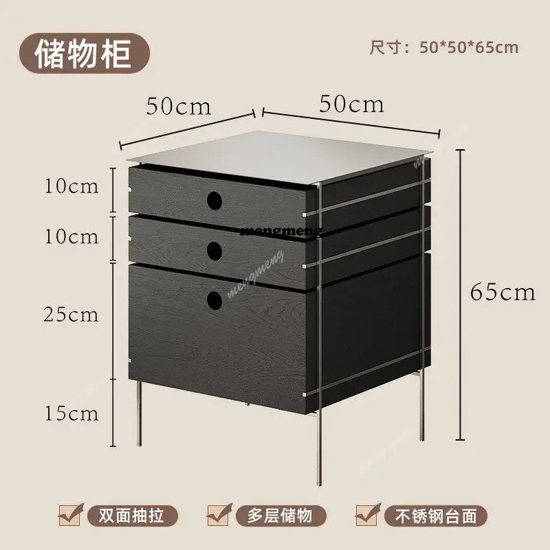 A139 Stainless steel solid wood chest cabinet household multi-layer storage storage living room locker