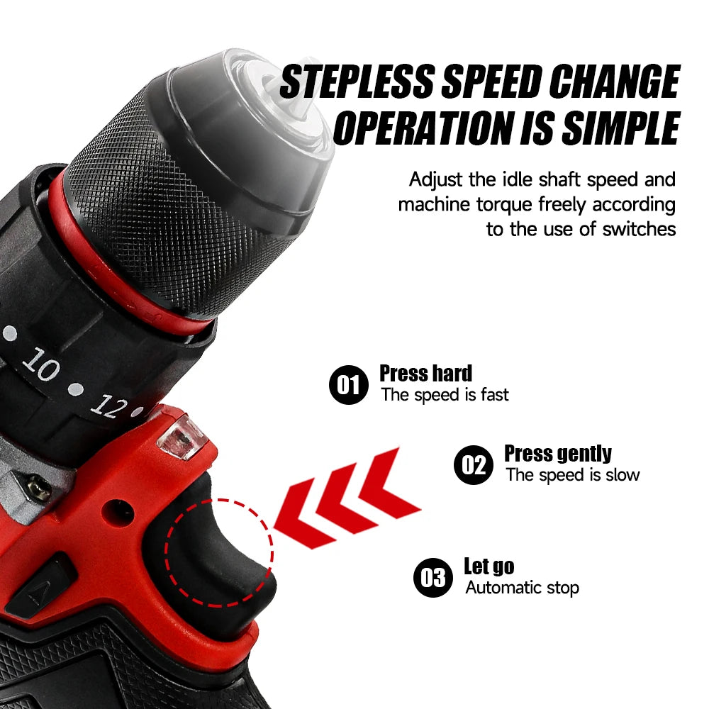 M-WALK Professional Brushless Impact Drill Compact & Lightweight Design Stepless Electric Drill For M 18V Battery Pin