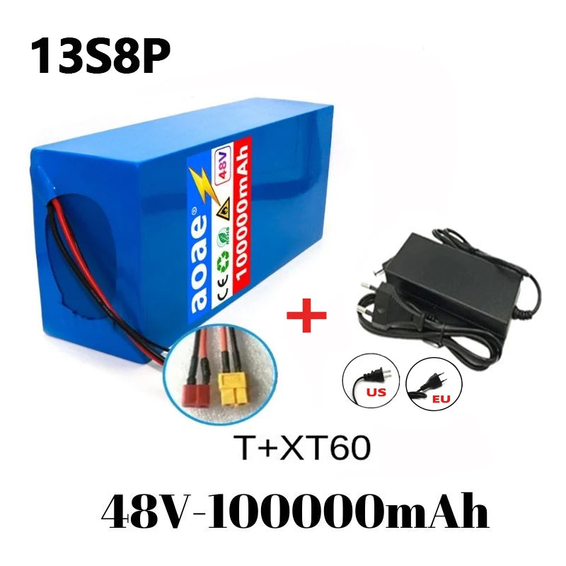 48V 100ah 13s8p lithium-ion battery pack 48V 100000mAh 2000W electric battery, built-in 50A BMS+chargerr