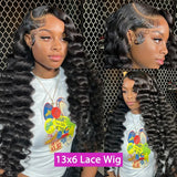 250% 30 40Inch Human Hair 13x6 HD Lace Frontal Wig Brazilian Loose Deep