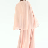 Women's Fashion Pink High Neck Cape Dress Elegant Loose Long Sleeve Flowy Maxi Dress 2026 Spring NEW Lady Evening Party Outfit