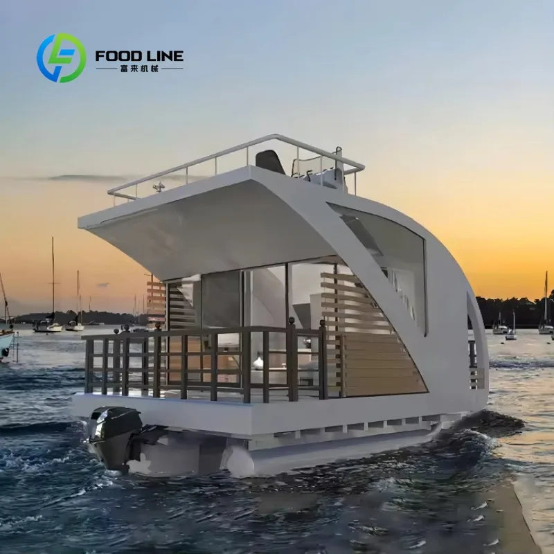 Customized Luxury Floating Home Pontoon Boat Prefab Water Mobile Hotel Offshore House Boat for Leisure and Vacation