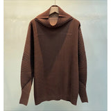 Miyake Casual Stand-up Collar Pullover Sweater Autumn and Winter New Solid Color Loose Pleated Long-sleeved Jacket Women