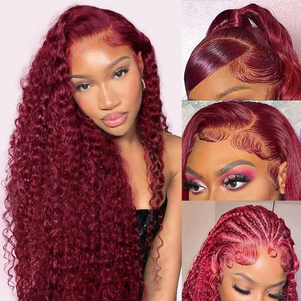 Burgundy Wig Human Hair 99j 13x6 Deep Wave Lace Front Wigs Human Hair
