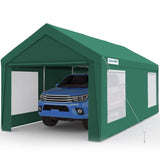 10x20 Heavy Duty Carport Galvanized Outdoor Canopy Tent with Roll-up Windows & Sidewalls Weatherproof Car Boat Shelter, Custom