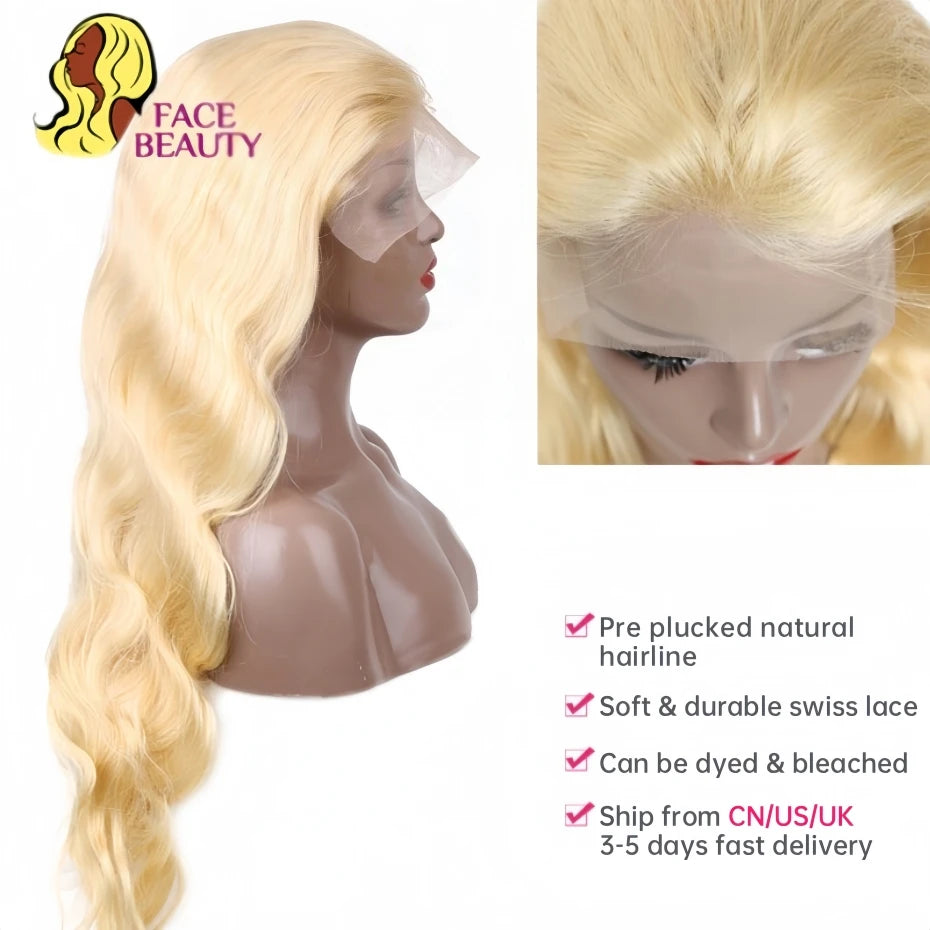 360 Invisible Drawstring 613 Blonde 13x4 13x6 Body Wave Lace Front Wig Preplucked Brazilian Lace Front Human Hair Wig 30 40 Inch