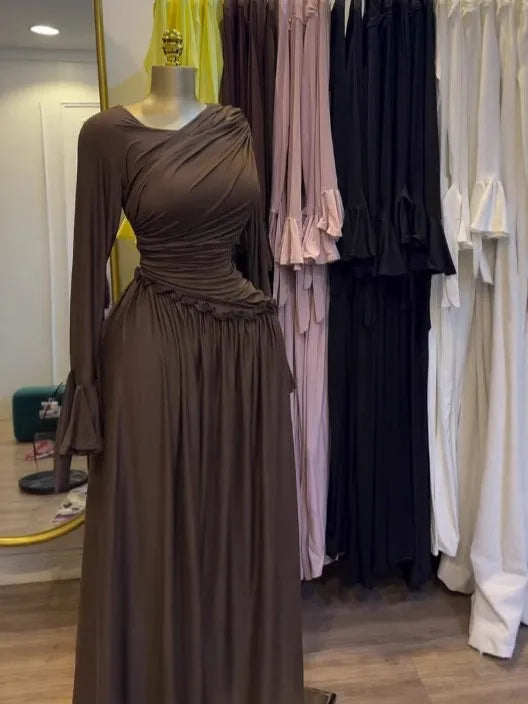 CM.YAYA Women Full Sleeve O-neck Elegant Long Dress Edible Tree Fungus Sweet Holiday Beach Evening Sexy Party Dresses Vestidos