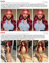99j Burgundy Lace Front Human Hair Wig Body Wave 13x6 HD Lace Frontal