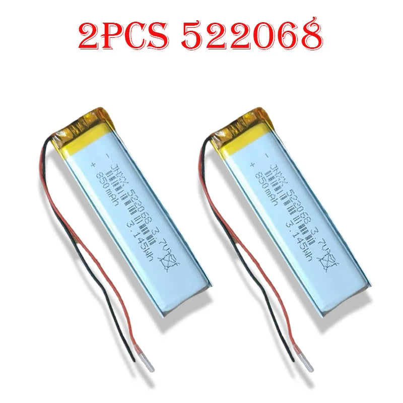 New Original 522068 3.7V 850mAh Rechargeable Polymer Lithium Battery Electronic Products Small Fan Digital LED Light MP3 MP4