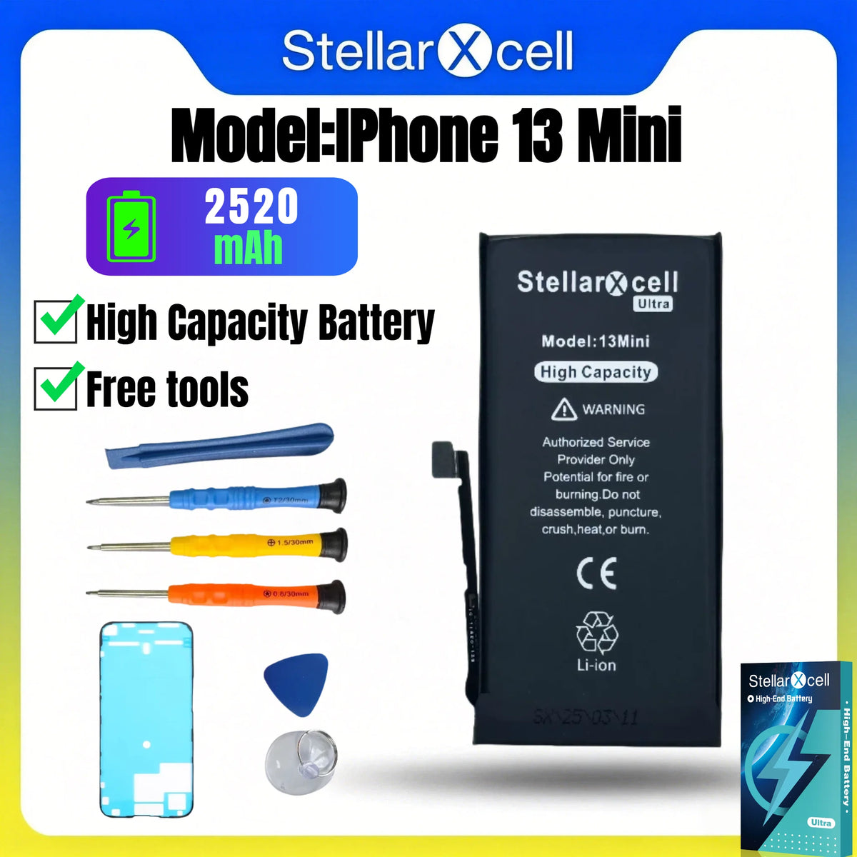High Cpacity Cell + 7037 TI Ultra Battery Replacement for iPhone StellarXcell11 13mini 15 IP14 Pro Max 12 16 16pro 16promax
