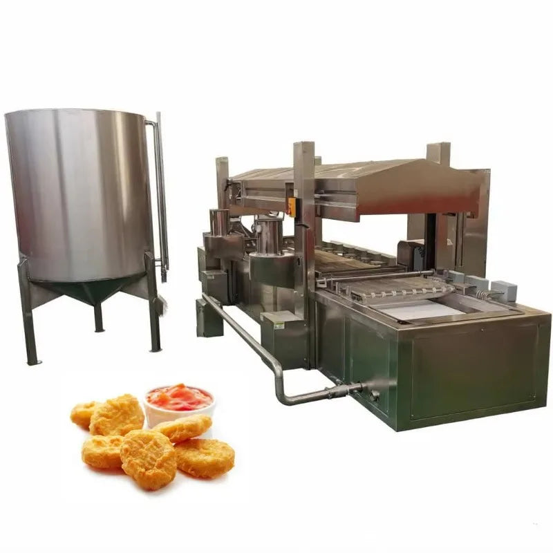 Fish Shrimp Prawn Coating Frying Production Line for Sardine Cod Fish Ball Battering Fryer Food Factory Custom