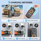 100000mAh Solar Power Bank Fast Wireless Charger Built-in Cable Hand Crank Portable External Battery Poverbank for iPhone