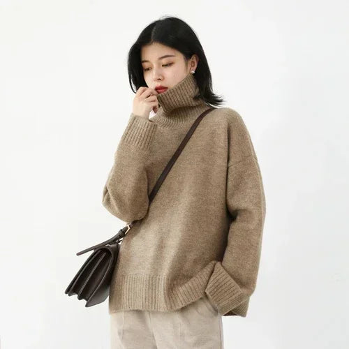 CHIC VEN Women's Sweater Autumn Winter New Turtleneck Knit Pullover Loose Clothes for Women Warm Solid Basic Female Tops 2026