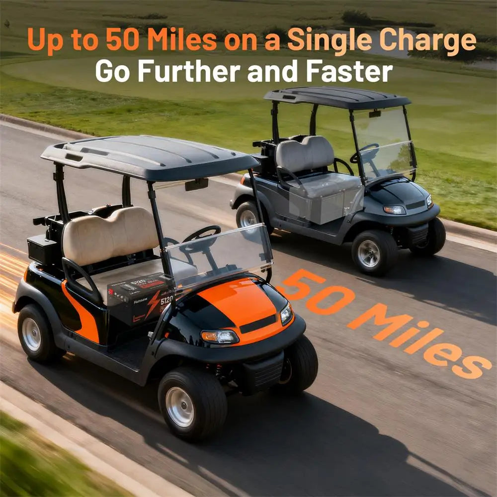 Humsienk 48V 100Ah LiFePO4 Rechargeable Bluetooth Battery With Cylindrical Structure Metal Case&200A BMS Max 5120Wh For Golf Car