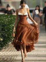 Sexy Patchwork Pleated Women's Long Dress Slim Backless Sleeveless Split Empire Female Dresses 2026 Summer Beach Party Lady Robe