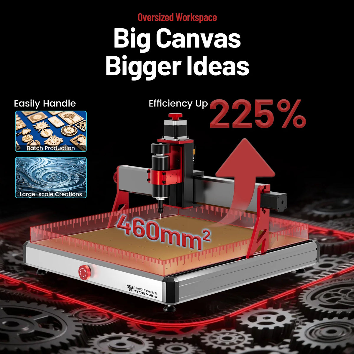 Twotrees TTC450 Ultra High Precision Woodworking Carving Machine 3000mm/min Carving Speed Compatible with Carving Multiple Mater