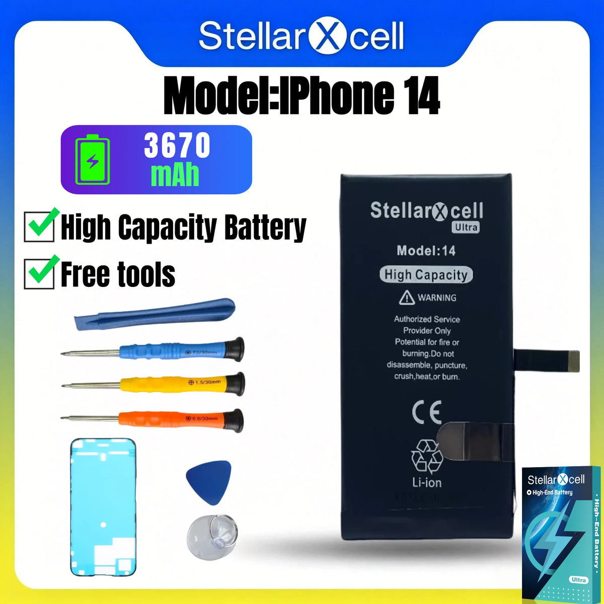 High Cpacity Cell + 7037 TI Ultra Battery Replacement for iPhone StellarXcell11 13mini 15 IP14 Pro Max 12 16 16pro 16promax
