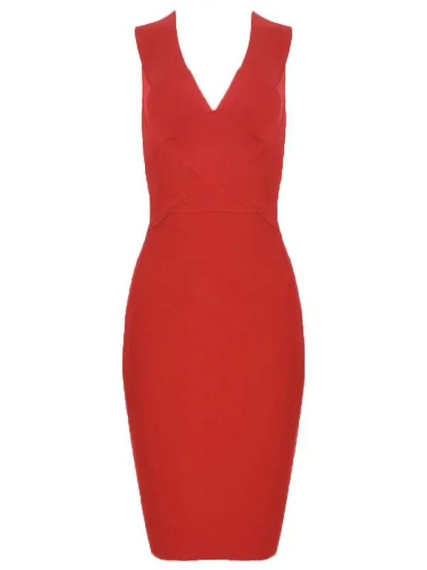 BEAUKEY Vintage Plunge V Tank Wine Red Bandage Dress Summer 2023 Women Criss Evening Party Dresses XL Green White Tight Vestidos