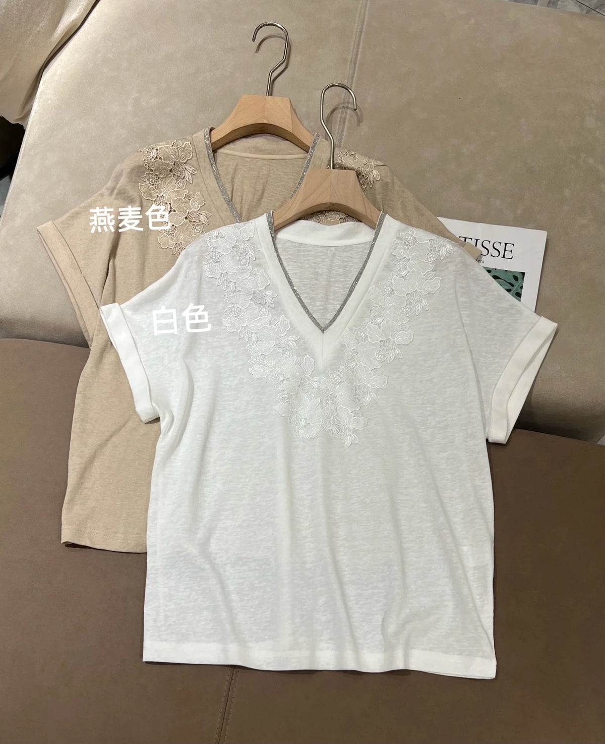 2026 Summer New Arrival: Women's Embroidered Silk-Cotton T-Shirt