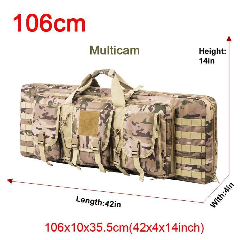 LQARMY 32 38 42 48 inch Tactical Double Rifle Case Molle Rifle Bag Sniper Airsoft Gun Case Backpack Hunting Gun Holster