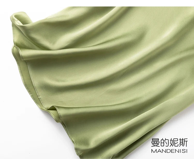 Benefits! Flowing Gem Series Basic Style Versatile Round Neck 100% Mulberry Silk Short Sleeve Silk Satin T-Shirt Top