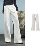 TOYOUTH Women Denim Jeans 2025 Autumn New Retro Lycra Micro Flare Pant