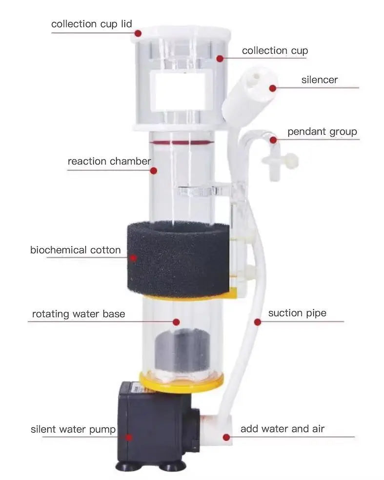 2024 Household Small Acrylic Protein Skimmer for Freshwater Seawater Dual-Purpose Solid Filter Fish Tank Made Durable PP