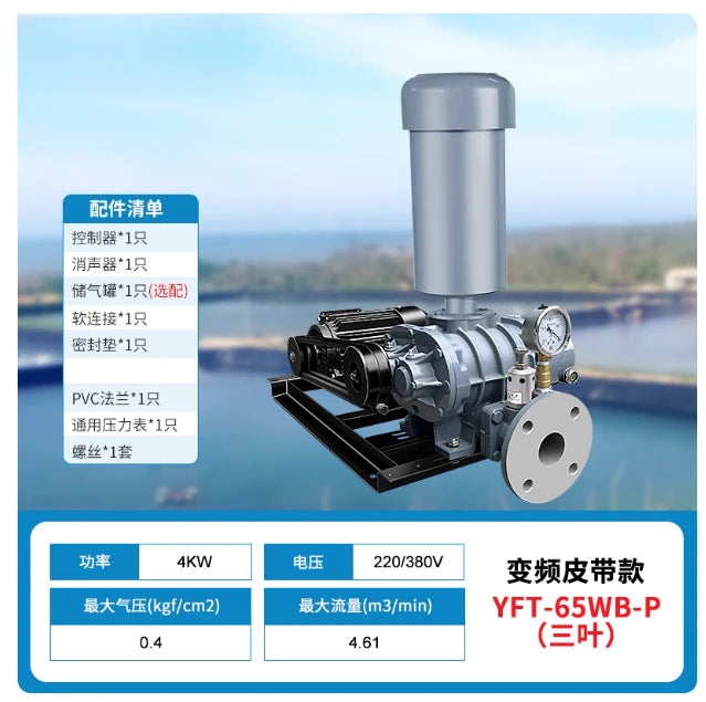 Intelligent Frequency Conversion Three-leaf High-pressure Roots Air Pump Aerator Blower Oxygen Pump Special for Fish Ponds