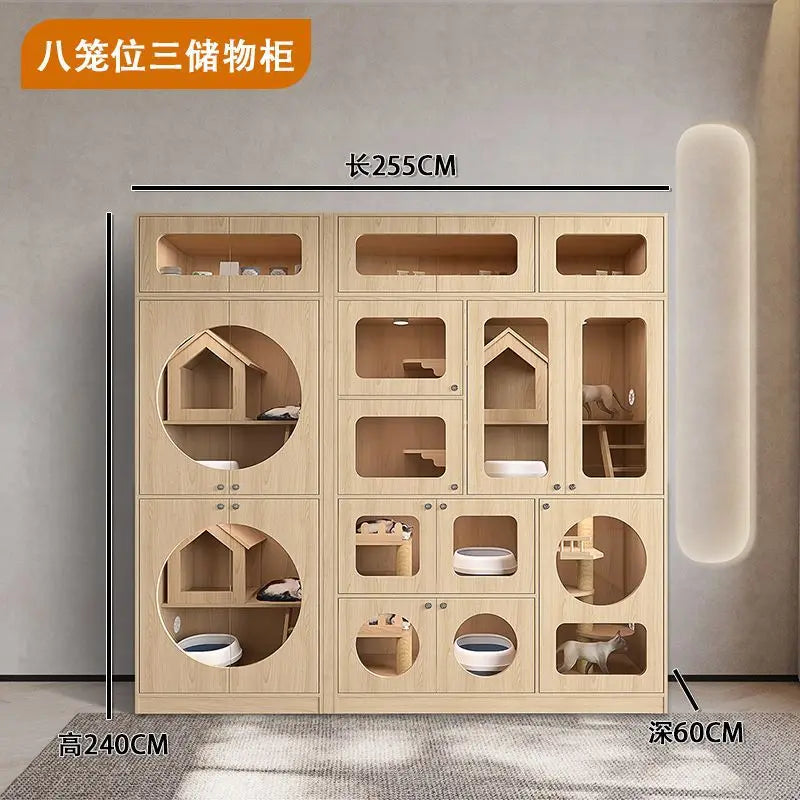 Cat villa cat house household solid wood interior cabinet house free space cat climbing frame integrated cage