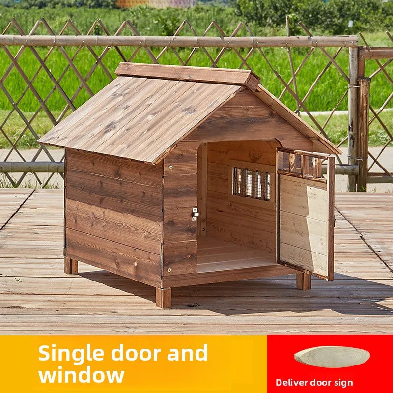Outdoor Dog House Waterproof Winterproof Wooden Dog Villa Warm Shelter for Dogs Cats