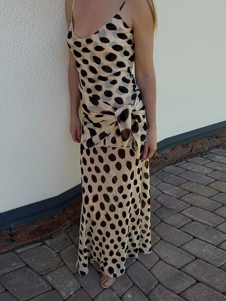 Chic Printed Women's Dress Sleeveless Slip Lady Long Dresses With Demountable Scarf 2026 Summer Chic New Female Vacation Robe