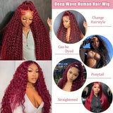 250% 13x4 HD Transparent 99J Burgundy Loose Wave Lace Front Wigs Deep