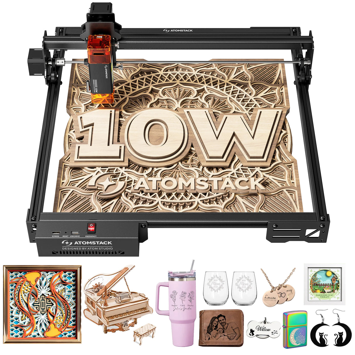 ATOMSTACK A10 PRO V2 Laser 10W Cutting CNC Engraving Machine 410*380mm EngraveR Stainless Steel Wood Acrylic Fixed Focus Laser