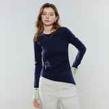 TOYOUTH Women T-Shirts 2026 Spring New Cotton Splicing Diagonal Cut Asymmetric Casual Tops