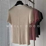 Miyake Pleated T-Shirt 2026 Luxurious Solid Pleats Short Sleeve T-Shirt Summer New Versatile Slim Elegant Round Neck Top Women
