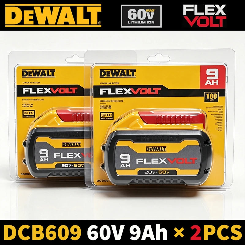 ‍Original Dewalt 60V 9AH Flexvolt Battery, 20V 9.0Ah Battery Charger Combo, DCB609 Power Tool Battery Replacement Li-Ion 180Wh