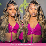 32 Inch Body Wave 1B/27 Highlight 13x6 Lace Frontal Wigs Human Hair Wig Brazilian 200 Density Colored Ombre Lace Wig For Women
