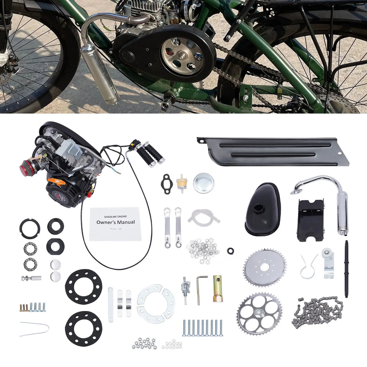 100cc 4 stroke Bicycle Engine Kit Set Gas Motorized Motor Bike Modified Engine